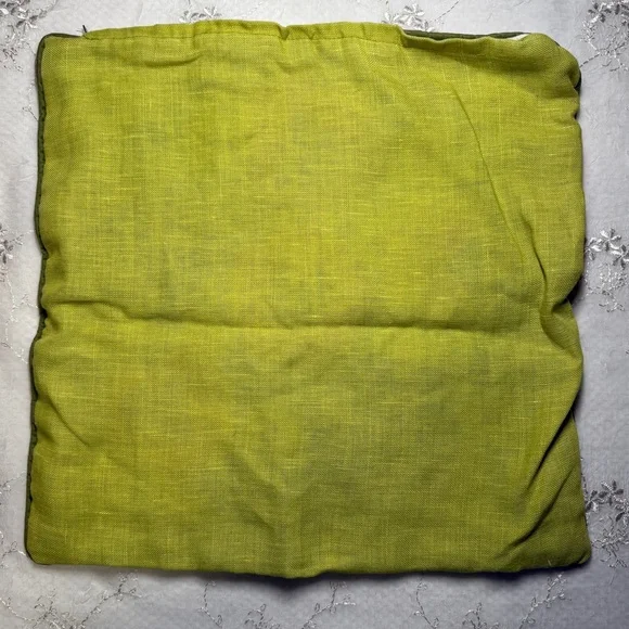 vintage 70s green floral bohemian brown eclectic embroidered pillow cover 14x14 - Picture 2 of 4